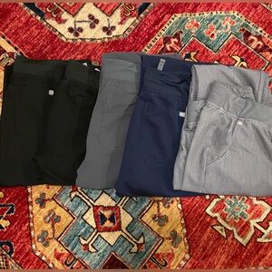 Figs Livingston Scrub Pants: 2 black, 1 gray, 1 navy, 1 light gray (jogger) XS/P